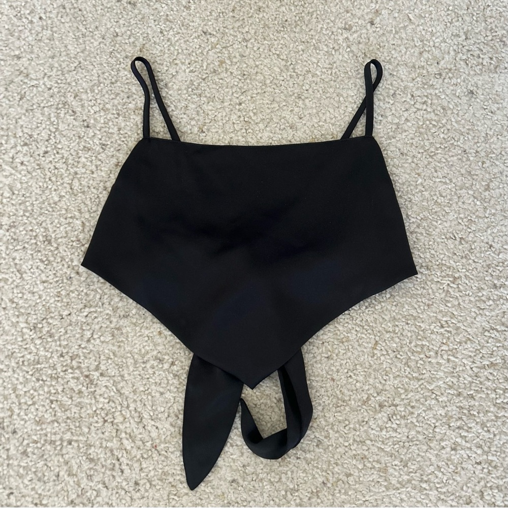 Forever 21 Black Bandana Tie Cropped Tank Top